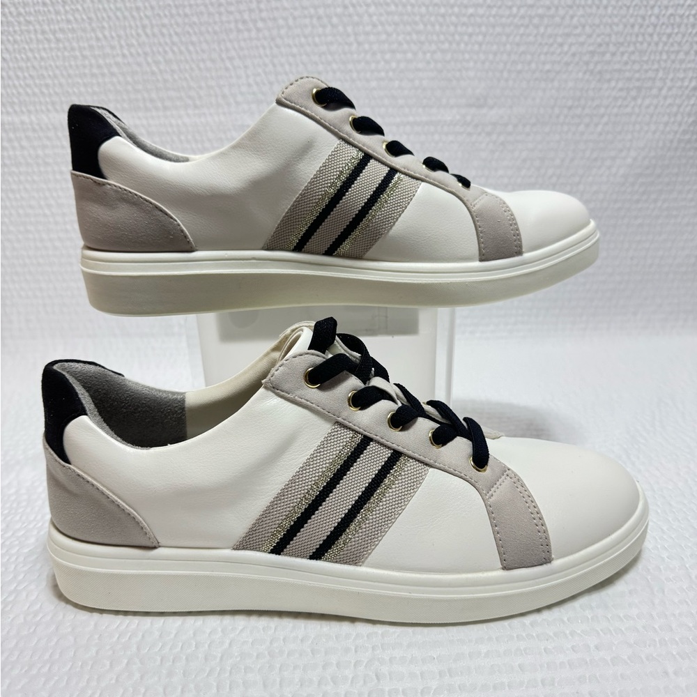 Stylish White and Gray women  Sneakers happy Friday 10